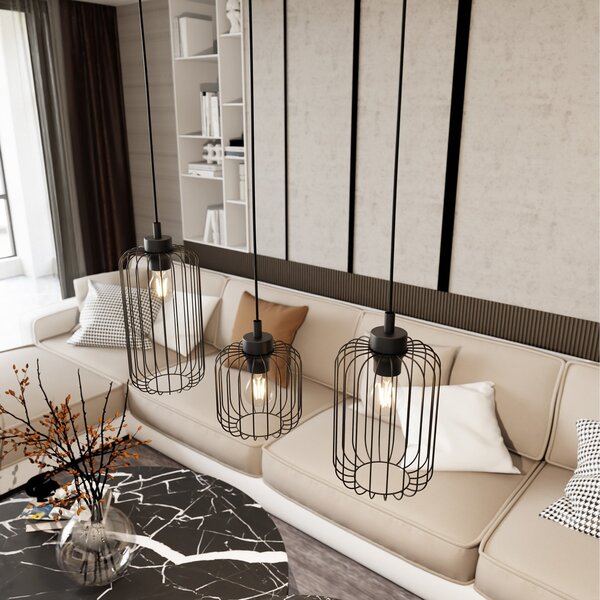 Sospensione Minimal Industrial Donar 3 Luci Lineari Nera
