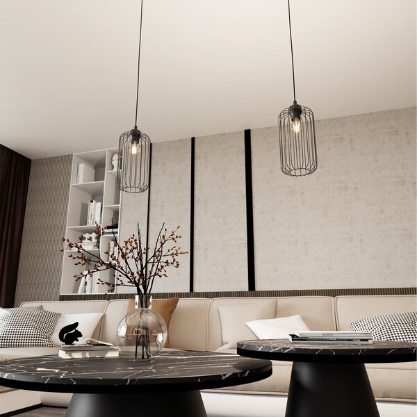 Sospensione Minimal Industrial Donar 1 Luce Nera