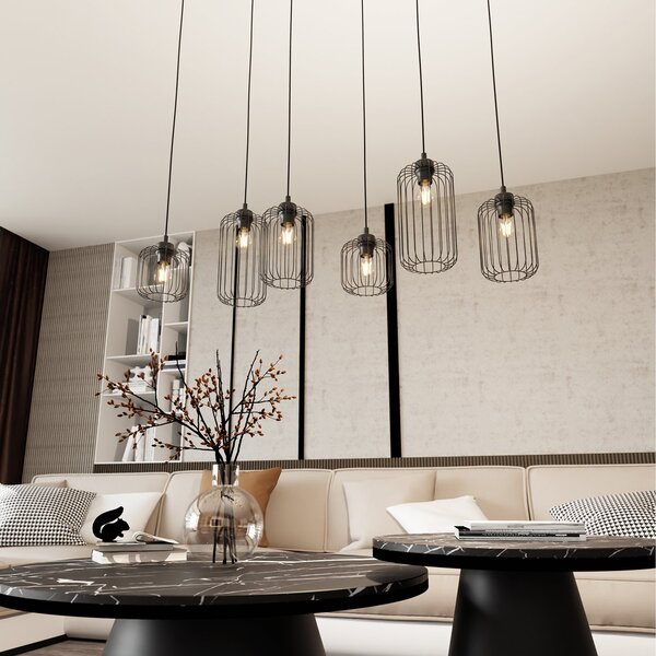 Sospensione Minimal Industrial Donar 6 Luci Lineari Nera