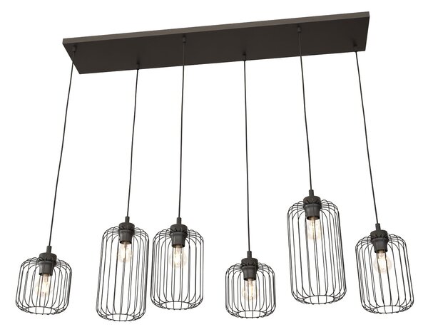 Sospensione Minimal Industrial Donar 6 Luci Lineari Nera
