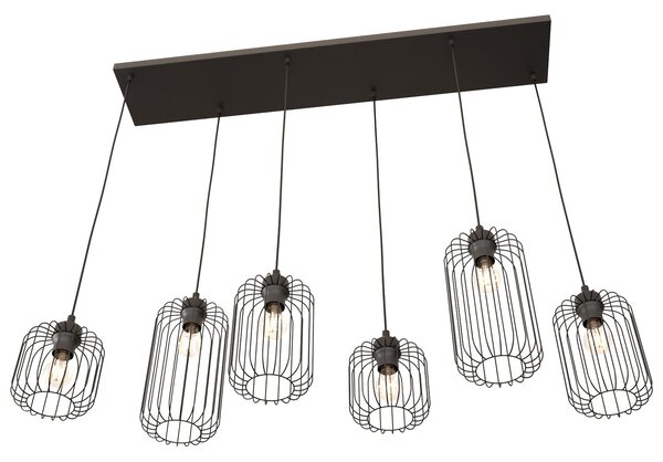 Sospensione Minimal Industrial Donar 6 Luci Lineari Nera