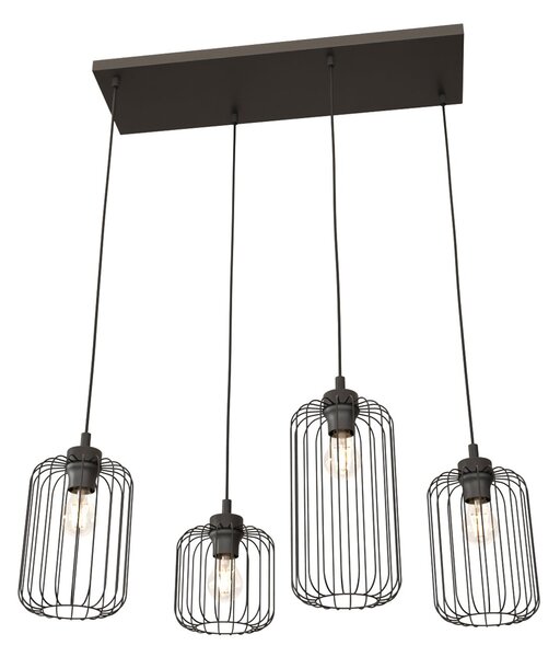 Sospensione Minimal Industrial Donar 4 Luci Lineari Nera