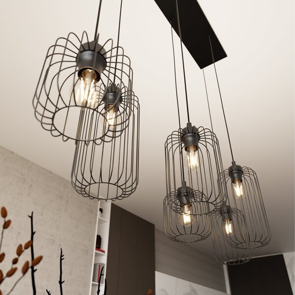 Sospensione Minimal Industrial Donar 6 Luci Lineari Nera
