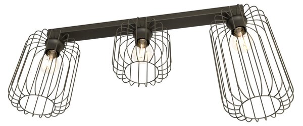 Plafoniera Minimal Industrial Njoror 3 Luci Lineari Nera