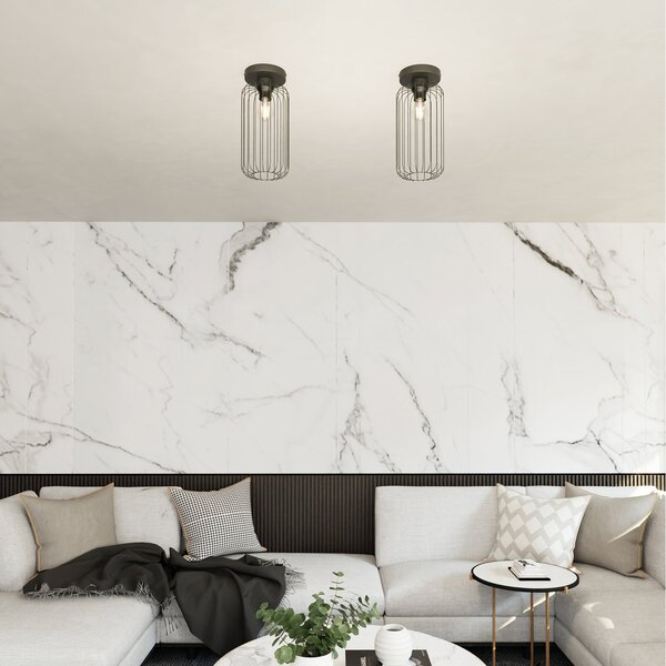 Plafoniera Minimal Industrial Njoror 1 Luce Nera