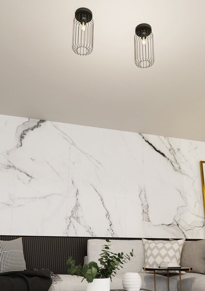 Plafoniera Minimal Industrial Njoror 1 Luce Nera