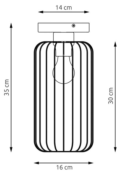 Plafoniera Minimal Industrial Njoror 1 Luce Nera