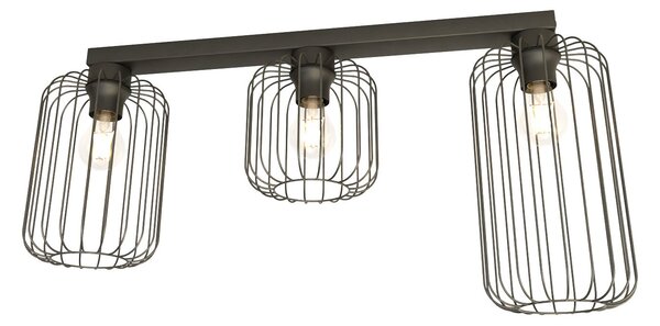 Plafoniera Minimal Industrial Njoror 3 Luci Lineari Nera