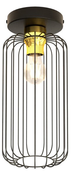 Plafoniera Minimal Industrial Njoror 1 Luce Nera E Oro