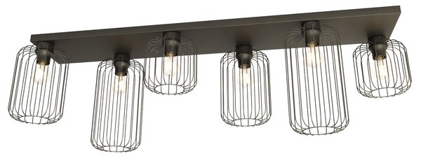 Plafoniera Minimal Industrial Njoror 6 Luci Lineari Nera