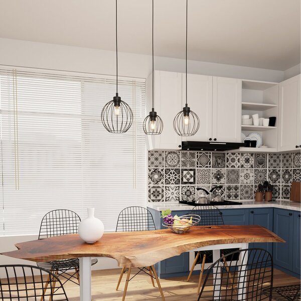Sospensione Minimal Industrial Euryphaessa 3 Luci Lineari Nera