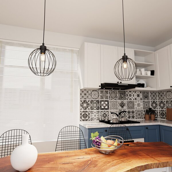 Sospensione Minimal Industrial Euryphaessa 1 Luce Nera
