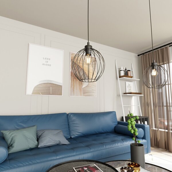 Sospensione Minimal Industrial Euryphaessa 1 Luce Nera
