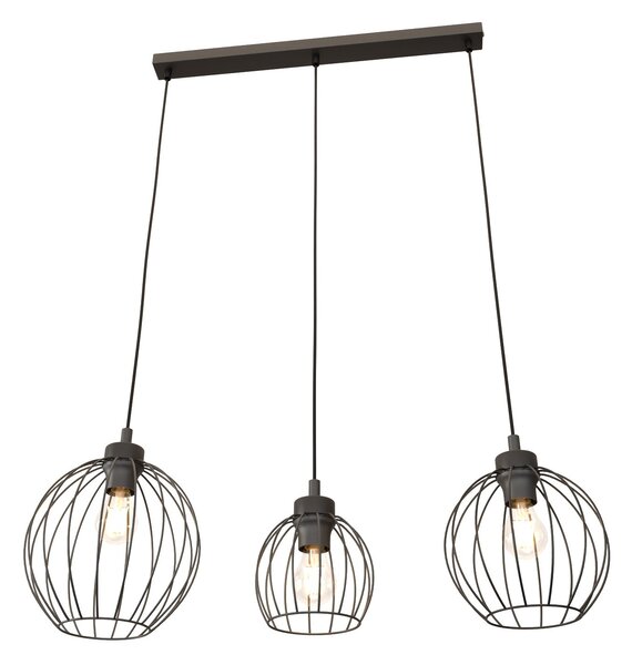 Sospensione Minimal Industrial Euryphaessa 3 Luci Lineari Nera
