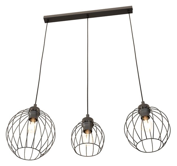 Sospensione Minimal Industrial Euryphaessa 3 Luci Lineari Nera