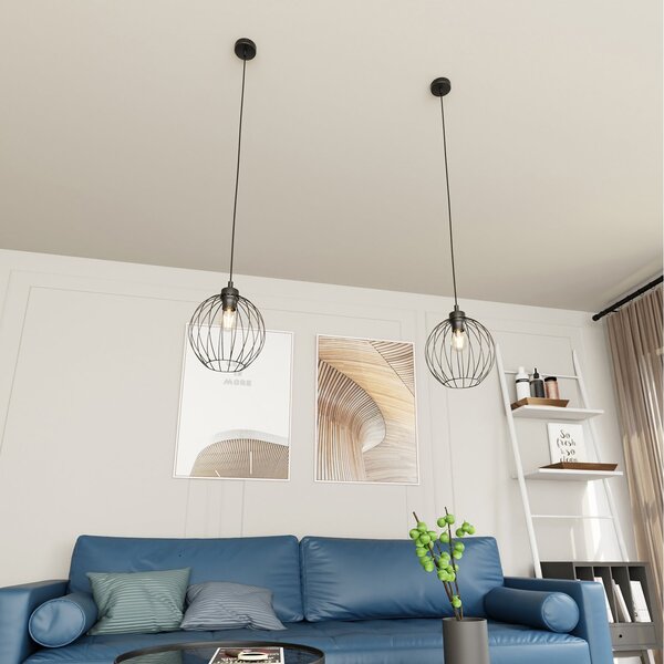 Sospensione Minimal Industrial Euryphaessa 1 Luce Nera