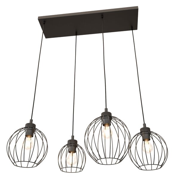 Sospensione Minimal Industrial Euryphaessa 4 Luci Lineari Nera