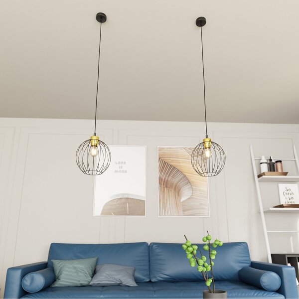 Sospensione Minimal Industrial Euryphaessa 1 Luce Nera E Oro