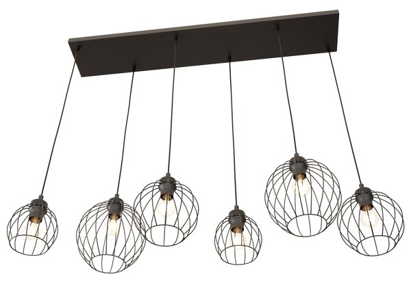 Sospensione Minimal Industrial Euryphaessa 6 Luci Lineari Nera