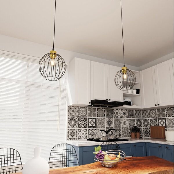 Sospensione Minimal Industrial Euryphaessa 1 Luce Nera E Oro