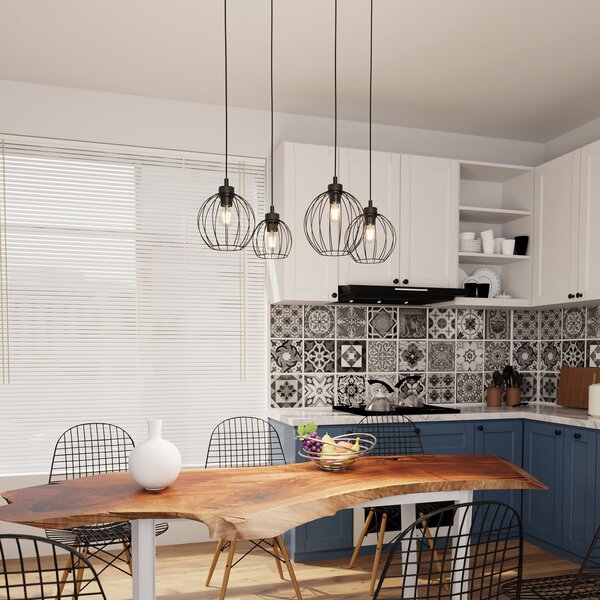 Sospensione Minimal Industrial Euryphaessa 4 Luci Lineari Nera