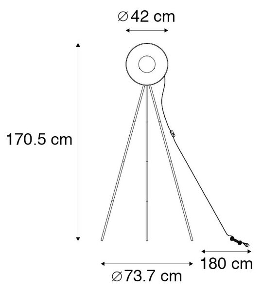 Lampada da terra nera tripode regolabile oro 42 cm - MAGNAX