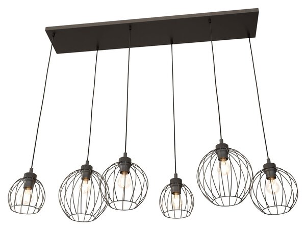 Sospensione Minimal Industrial Euryphaessa 6 Luci Lineari Nera