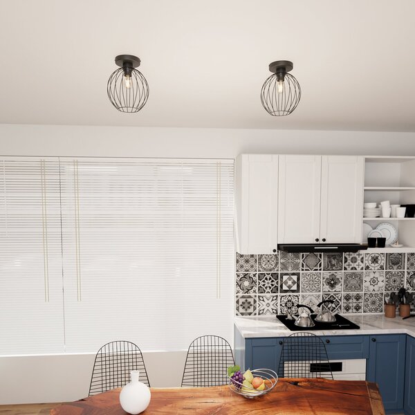 Plafoniera Minimal Industrial Orion 1 Luce Nera