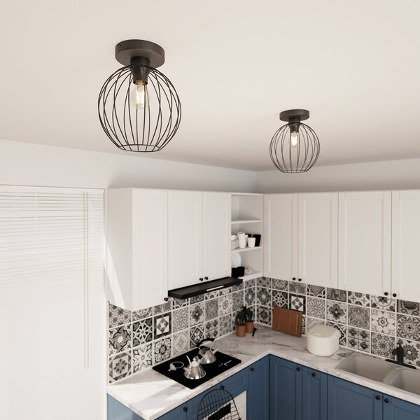 Plafoniera Minimal Industrial Orion 1 Luce Nera