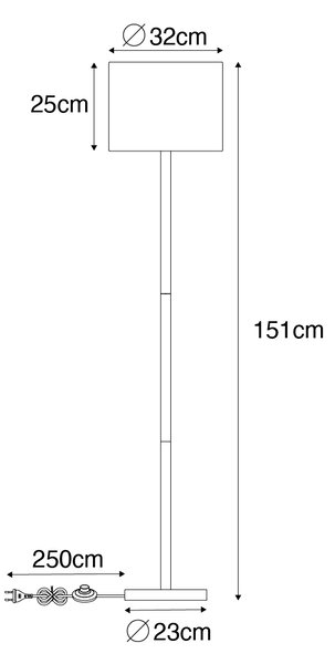 Lampada da terra smart in legno con paralume in lino naturale 32 cm incl. Wifi A60 - Mels