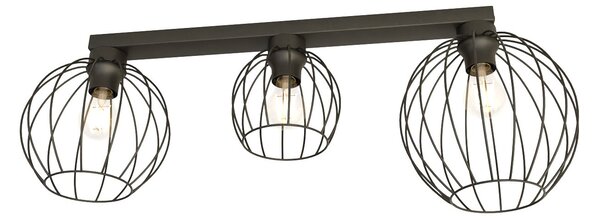 Plafoniera Minimal Industrial Orion 3 Luci Lineari Nera