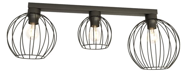 Plafoniera Minimal Industrial Orion 3 Luci Lineari Nera