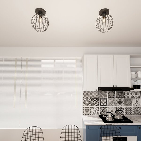 Plafoniera Minimal Industrial Orion 1 Luce Nera