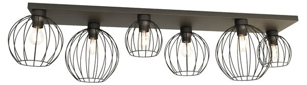 Plafoniera Minimal Industrial Orion 6 Luci Lineari Nera