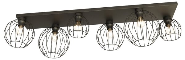 Plafoniera Minimal Industrial Orion 6 Luci Lineari Nera