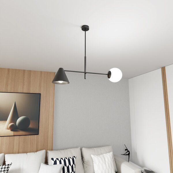 Plafoniera Moderna Industrial Nodens 2 Luci Nero