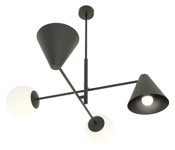 Plafoniera Moderna Industrial Nodens 4 Luci Nero