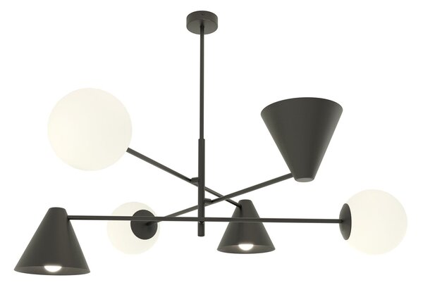Plafoniera Moderna Industrial Nodens 6 Luci Nero