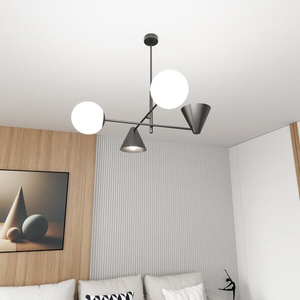 Plafoniera Moderna Industrial Nodens 4 Luci Nero