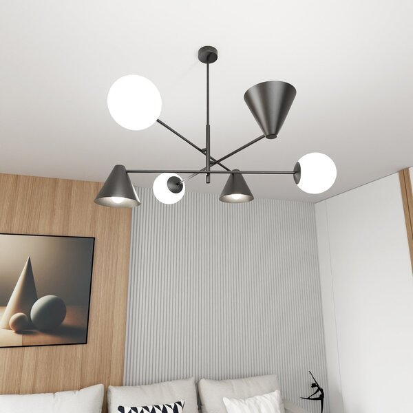 Plafoniera Moderna Industrial Nodens 6 Luci Nero
