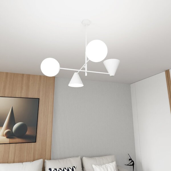 Plafoniera Moderna Industrial Nodens 4 Luci Bianco