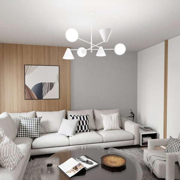 Plafoniera Moderna Industrial Nodens 6 Luci Bianco