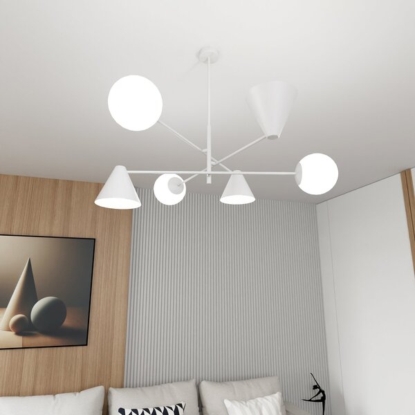 Plafoniera Moderna Industrial Nodens 6 Luci Bianco