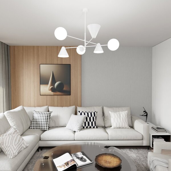 Plafoniera Moderna Industrial Nodens 6 Luci Bianco