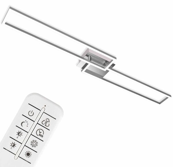 Plafoniera BRILONER LEUCHTEN FRAME, 40 W, 4400 lm, IP20, cromo-alluminio, metallo-plastica, dimmerabile, CCT, 110 x 24,8 x 7,8 cm