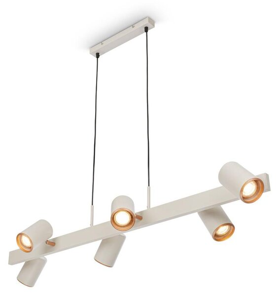 Briloner ERA Lampadario a sospensione, orientabile, attacco GU10, 6 luci, grigio chiaro, 110 x 24,9 x 120 cm