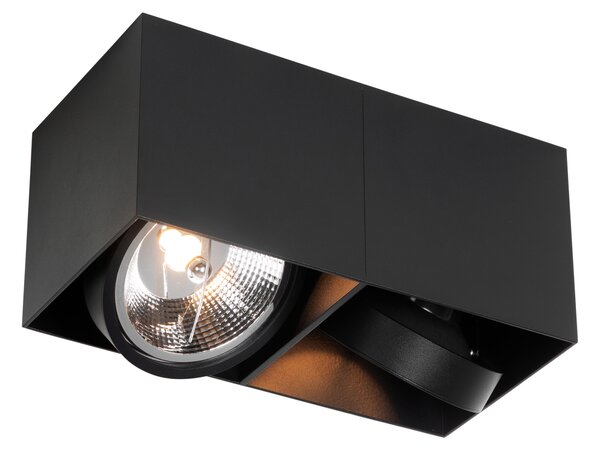 Faretto di design nero rettangolare AR111 2 luci - Box