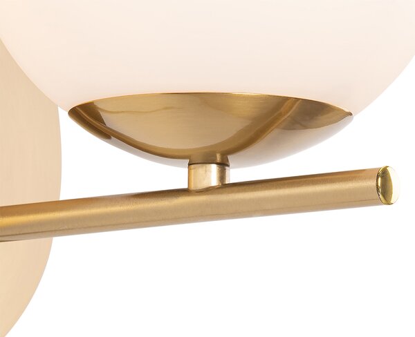 Applique da parete Art Déco oro e vetro opalino - Flore