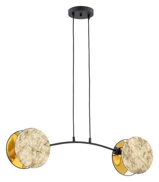 Lampada A Sospensione 2 Luci Moderna Orion Acciaio Effetto Marmo Bianco