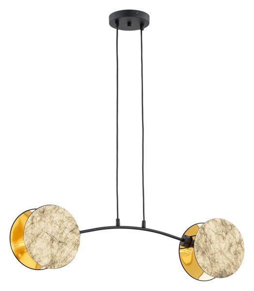 Lampada A Sospensione 2 Luci Moderna Orion Acciaio Effetto Marmo Bianco